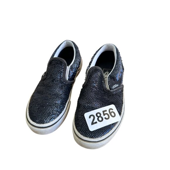 Vans Size 11 Kids  Slip On Sequin Skateboard Sneakers Blue Shoes - Picture 12 of 12